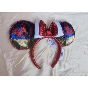 Disney Parks Snow White Minnie Ears Headband Sequin Blue Red